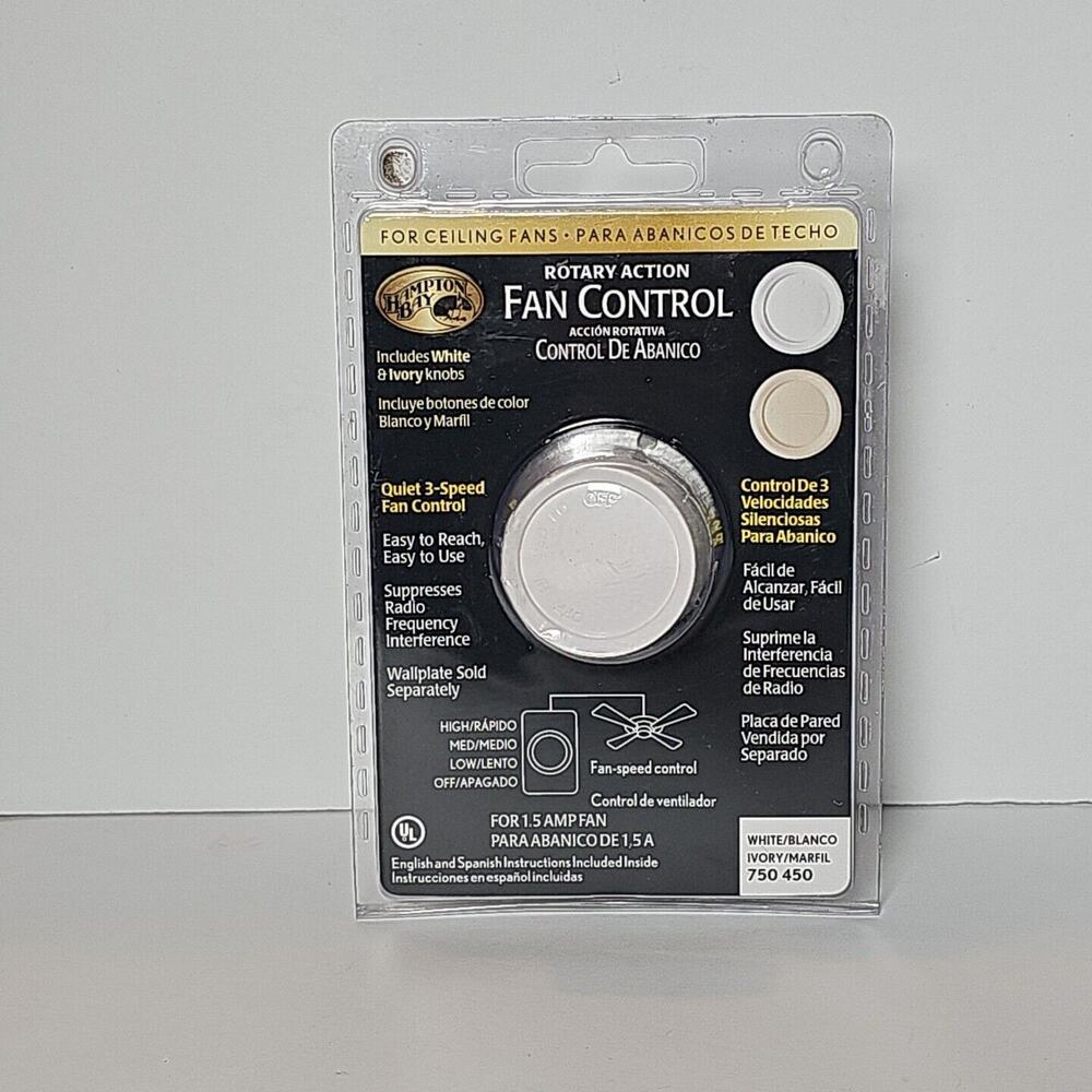 Hampton Bay Fan Control 750 450 Rotary Fan Control Quiet 3 Speed White & Ivory